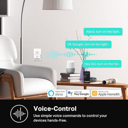 Kasa Smart Plug Mini 15A, Apple HomeKit Supported, Smart Outlet Works with Siri, Alexa & Google Home, UL Certified, App Control, Scheduling, Timer, 2.4G WiFi Only, 4 Count (Pack of 1) (EP25P4), White