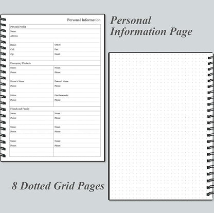 Daily Planner Undated - A5 To Do List Notebook Hourly Schedules, Spiral Appointment Planner for Women and Men, PVC Hardcover, Inner Pocket, Elastic Closure, 5.8" x 8.3", Black