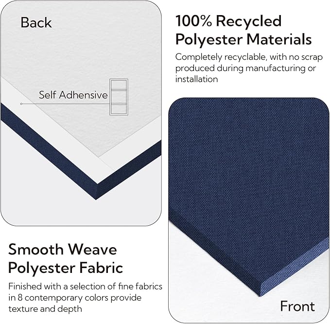 Olanglab Acoustic Panels 2 Pack, 48''x24'' Large Sound Panels, Fabric Wrapped Sound Proof Foam Panels for Walls, Sound Absorbing Panels for Recording Studio Acoustical Treatments (Navy)