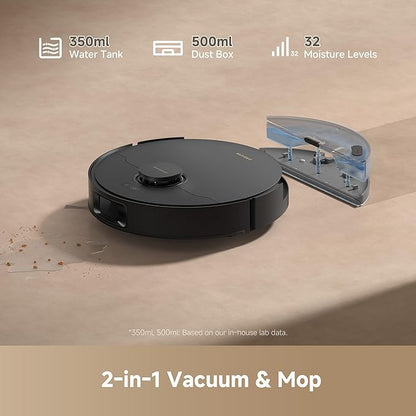DREAME D20 Plus Robot Vacuum and Mop, 13,000Pa Suction, Self-Emptying with 5L Dust Bag, DuoBrush for Pet Hair, LDS Mapping, App & Voice Control, Ideal for Hard Floors & Carpets (Black)