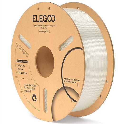 ELEGOO PLA Filament 1.75mm Translucent 1KG, 3D Printer Filament Dimensional Accuracy +/- 0.02mm, 1kg Cardboard Spool(2.2lbs) 3D Printing Filament Fits for Most FDM 3D Printers
