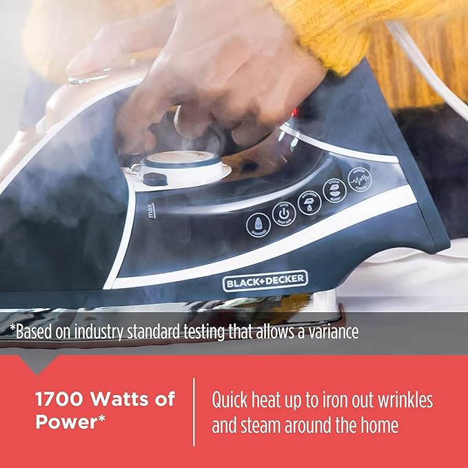 Black+Decker Elite Pro-Series Steam Iron, 6 Settings 1700 Watt, Navy