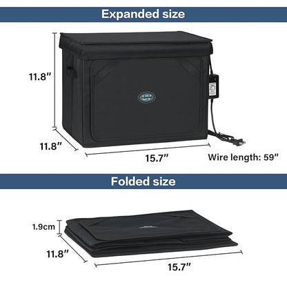 Large UVC Sanitizer Box with Ozone, Foldable Cleaner Bag with Timer, 36L/9.5gal UV Light Bulb Black Tote for Shoes, Cell Phone, Baby Bottle, Key, Towel