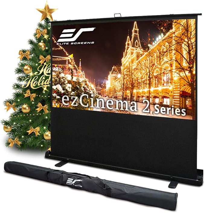 Elite Screens ezCinema 2, 95-inch 16:9 Manual Floor Pull Up Scissor Backed Projector Screen, Portable Home Office Classroom Front Projection w/ Carrying Bag, US Based Company 2-YEAR WARRANTY, F95XWH2