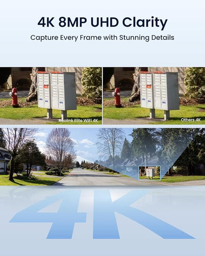 REOLINK 4K 8MP 180° Panoramic Security Camera with Dual-Lens, 2.4/5GHz Dual-Band Wi-Fi 6, Motion Track, Up to 512GB microSD Card Storage, Plug-in Power, Color Night Vision, Elite WiFi