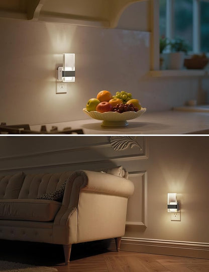 L LOHAS LED Night Light, Night Lights Plug Into Wall, Decorative Nightlight with Light Sensor, 0-100LM Dimmable Nightlights, Daylight Wall Sconce-Style Acrylic Nitelight for Bathroom, Hallway,Gift