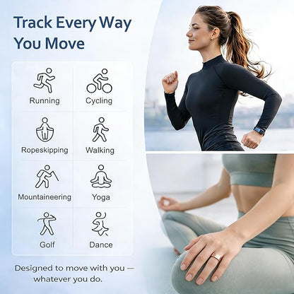 Smart Ring Health & Fitness Tracker for Men & Women, Heart Rate, SPO₂, Sleep & Activity Monitoring, IP68 Waterproof, Long Battery Life, Family Care Mode, No Subscription Fee (Rose Gold, 12)
