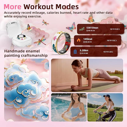 Smart Ring Health Tracker, Men & Women, Featuring a Heart Rate Monitor, Sleep Tracker, 8 Exercise Modes, Step Counter, IP68 Waterproof(White, 9)