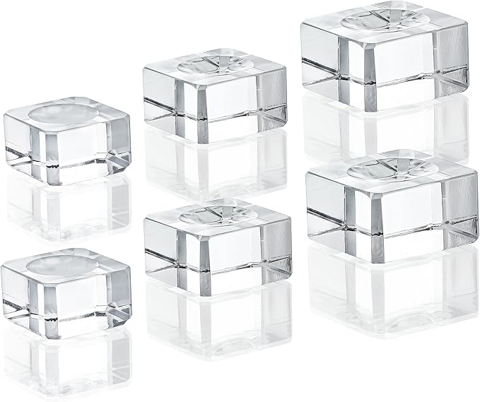 ZEERSHEE 6 Pack Square Crystal Display Bases for 3D Laser Balls 6pcs Glass Stands for Crystals Resin Acrylic Art Home Decoration