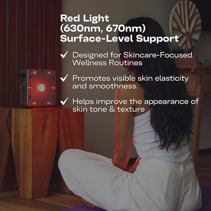 EMR-TEK Firewave | Red Light Therapy for Face & Body, Blend of Red (630nm 670nm) & Near-Infrared (830nm) Light | Portable LED Lamp for At-Home Skincare Wellness, Supports Recovery & Full-Body Sessions