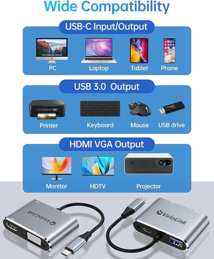 velolink USB C Hub MultiPort Adapter