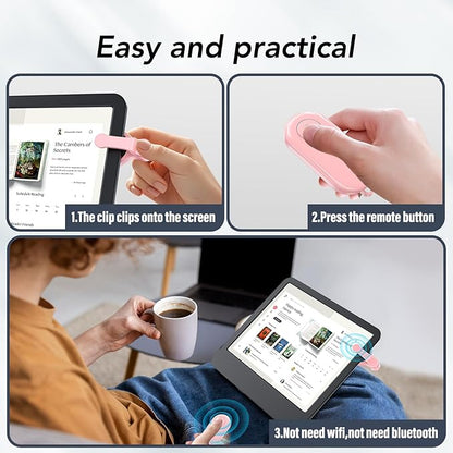 Remote Control Page Turner for Kindle Paperwhite Oasis Kobo eReaders,Kindle Clicker Page Turner Accessories for iPhone,iPad, Android Tablets Reading Novels,Camera Video Record&Shutter Selfie (Pink)