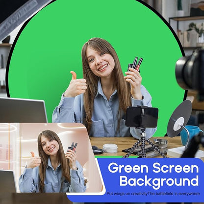 Portable Blue Green Screen Chair, 57 in Greenscreen Backdrop with Stand 2-in-1Double Sided Foldable Green Background, for Video Chats and Meetings, Photography, Photo Zoom, Streaming Games