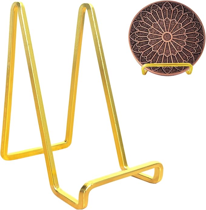 3 Pack 6 inch Metal Plate Stands for Display, Plate Holder Pictures Frame Easel Display Stand, Tabletop Picture Stand, Iron Easels for Display Photo Frames, Plates, Vinyl Record，Book, Plaque, Sign