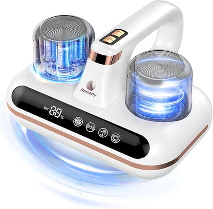 Amzany Mattress Vacuum Cleaner - 5-in-1 Cordless Bed Vacuum Cleaner, Powered by UV-C Light & Ultrasonic Technology, 16Kpa Strong Suction,Low Noise,Suitable for Dust, Pet Hair, Etc.