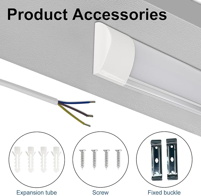 colmeguna 4 Packs 4FT LED Batten Light, Ultra-Thin Ceiling Surface Mounted Light, 40W, 4000K, IP20, LED Ceiling Lamp for Garage, Shop, Hallway, Office, Market, ver2