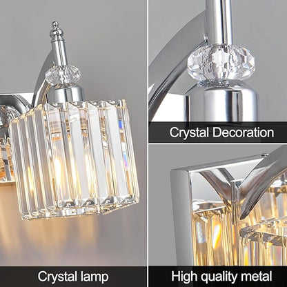 BBLLWJ Modern Bathroom Vanity Light 4-Light Chrome Crystal Light Fixtures Over Mirror for Bathroom Wall Sconce