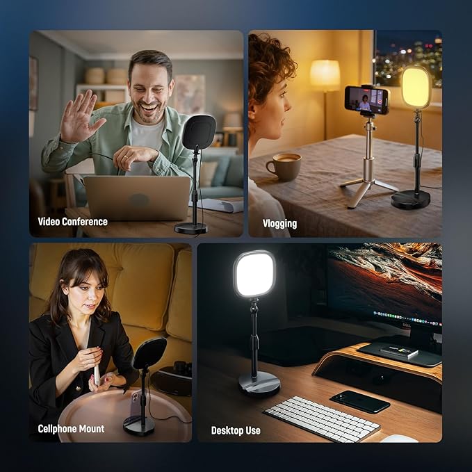 NEEWER Basics 2 Pack 5" Full Screen LED Ring Light with Stands for Desk Video Conference, 10W Bi Color Edge Lit Computer Laptop Webcam Zoom Calls Lighting Streaming Phone Recording, CRI95, NL10