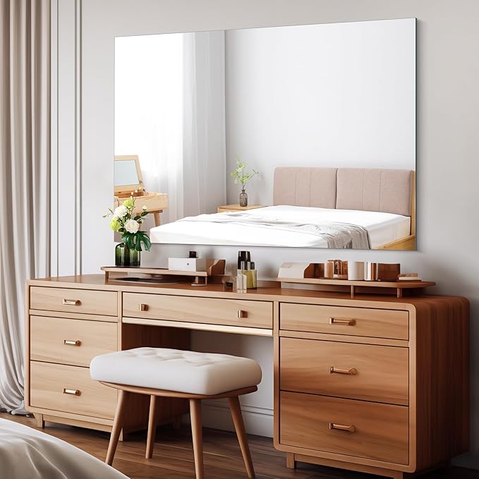 CILIBER Frameless Rectangle Mirror, 36x48 Inch Large Bathroom Mirrors for Wall Over Sink, Upgraded Shatterproof Vanity Mirror with Polished Edge for Bathroom,Bedroom,Living Room and Entryway