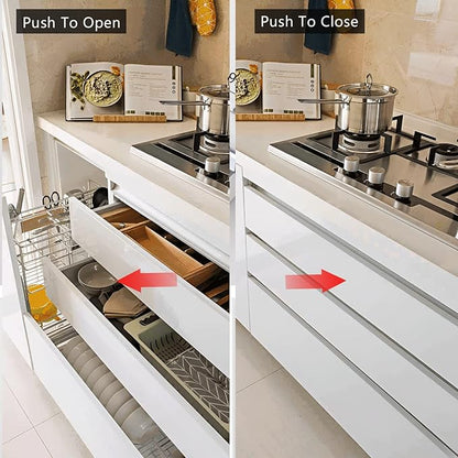 Double Push to Open Door Latch, 2 Pack Magnetic Push Latches, Adhesive Heavy Duty Touch Latch Hardware for Push to Open, Magnetic Catch for Cabinet Drawer Wardrobe Kitchen Door