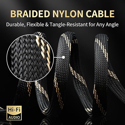 12 AWG 2Pack Audiophile Speaker Cable – Speaker Wire with Banana Plugs,4N OFC Core,Nylon Braid,Audio Wire,Compatible with Amplifier,Speakers,AV Receiver& Home Theater（8.2ft/2.5m）