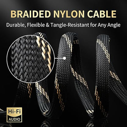 12 AWG 2Pack Audiophile Speaker Cable – Speaker Wire with Banana Plugs,4N OFC Core,Nylon Braid,Audio Wire,Compatible with Amplifier,Speakers,AV Receiver& Home Theater（8.2ft/2.5m）