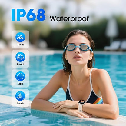 Pedometer Watch No APP/Phone Required, Waterproof Fitness Tracker Watch with Heart Rate Monitor, Large Screen with Pedometer, Sleep Tracking, Calories & Step Counter, Smart Watches for Women Men