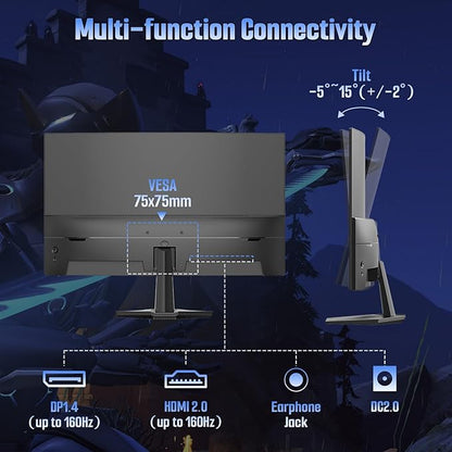 SANSUI 24 Inch Curved 160Hz Gaming Monitor,1500R Curved Gaming Monitor FHD 1080P Computer Monitor,MPRT 1ms Fast VA Display,Freesync,HDR,3000:1, HDMI2.0,DP1.4, VESA Support(ES-G24C1L HDMI Cable Incl.)
