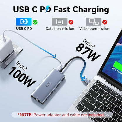 Docking Station VVB USB C Adapter,9 in 1 Triple Display USB C Hub Multiport Adapter Dongle with 2 HDMI 4K+DisplayPort+3 USB+100W PD+SD/TF Card Reader for Dell/HP/Lenovo Laptop Type C Laptops