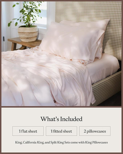 Cozy Earth Luxury Bed Sheet Set - 100% Viscose from Bamboo Fabric, Ultra-Soft & Breathable, Fits Regular & Deep Pocket Mattresses up to 20" - 4 Pieces Queen Sheet Set - Peony