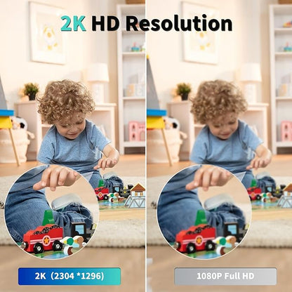 Security Camera, 2K HD Indoor Security Camera, 360 Degree Pan/Tilt Pet Camera 2.4G and 5G WiFi, Motion Detection, 2-Way Audio, Siren, Night Vision, Cloud SD Card Compatible Alexa Google Assistant