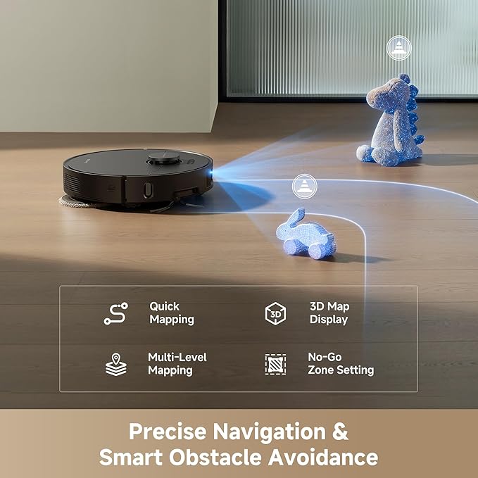 DREAME L40 Ultra Gen 2 Robot Vacuum and Mop with 25,000Pa Suction, Extendable Side Brush and Mop, All-in-One Self-Emptying & Cleaning Dock, Voice & App Control, Black