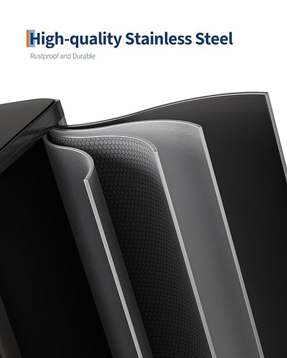 Garvee Trash Can, 2 x 10.6 gal (2 x 40 L) Garbage Can for Kitchen Dual Compartment Recycling Kitchen Step Trash Bin, Stainless Steel Trash and Recycle Bin Combo with Soft-Close Lid,Black