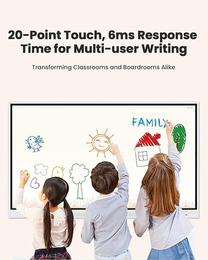 KEINONE Interactive Smart Board for Classroom, 85” 8+128 GB Electronic Digital Whiteboard Built-in Android OS & Open App Ecosystem - 4K Touchscreen Smartboard for Home Office School Studio Display