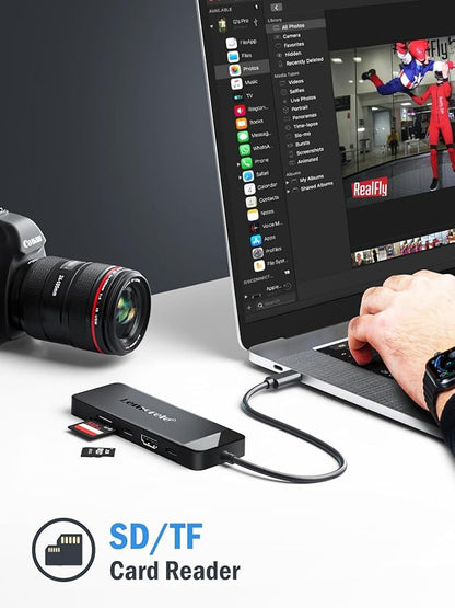 Lemorele 9-in-1 USB C Hub Multiport Adapter, USB C Dongle w/4K HDMI for MacBook Pro Air, 3 USB3.0 5Gbps and 1 USB2.0 Port, Type-C 3.0, 100W PD, SD/TF, Docking Station for Windows/iPad/Dell/HP/Lenovo