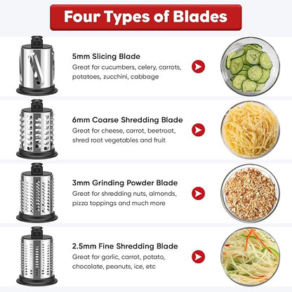 Stainless Steel Slicer Shredder Attachment for KitchenAid Stand Mixer, Cheese Grater Attachment for KitchenAid, Salad Maker, Grinding Powder, Dishwasher Safe with 4 Blades by InnoMoon