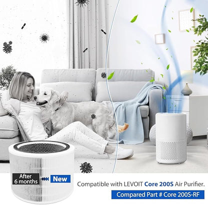 Core 200S Replacement Filter Compatible with LEVOIT Core 200S Smart WiFi Air Purifier, Fit for Levoit Core 200s Replacement Filter, 3Pack 3-Stage H13 Grade True HEPA Filter, Replace Core 200S-RF