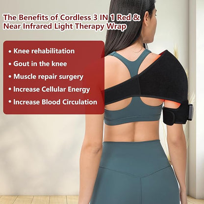 Cordless Shoulder Red Light Therapy Belt, Portable Near Infrared Light Therapy, 4000mhA Rechargeable 3-in-1 Relieve Shoulder Pain