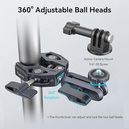 SMALLRIG Camera Mount Clamp, Ballhead Magic Arm and Adapter for Gopro, Camera Monitor Mount with 1/4"-20, 3/8"-16 Threaded Holes, Super Clamp for Gopro/DSLR/Stabilizer