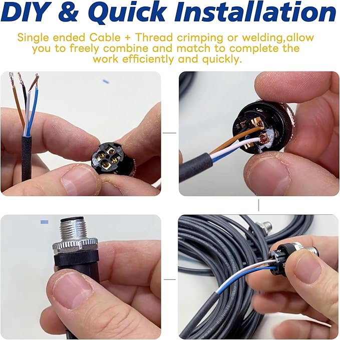 Lonlonty M8 Connector Aviation Sensor Cable - Female 4 Pin Right Angle 6.5Ft/2M Aviation Socket Shielded Electrical Cable for Industrial Automation Control,Fieldbus Module,Device Network