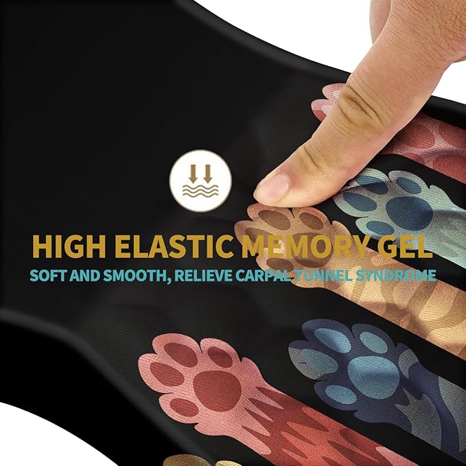 Hokafenle Ergonomic Mouse Pad Wrist Support with Massage Design, Wrist Rest Pain Relief Mousepad with Memory Foam&Non-Slip PU Base, Mouse Pads for Wireless Mouse & Desk (12x8 inch,Paw)