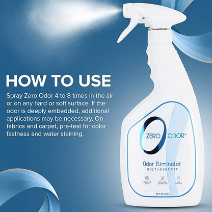 Zero Odor - Multi-Purpose Strong Odor Eliminator for Home, Office, Car, Bathroom, Hotel, Room Deodorizer, and Odor Neutralizer, 22Oz