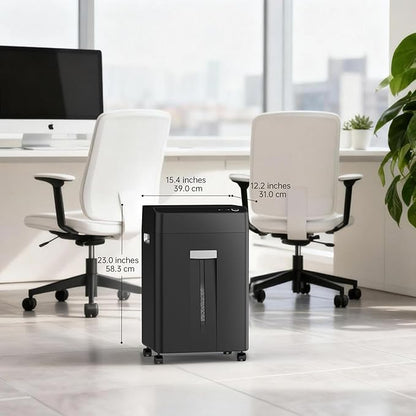 24-Sheet Cross Cut P-4 Security Paper Shredder with 8.9 Gal Pull-Out Bin, Credit Card/Staple/Clip/CDs Commercial Heavy Duty Shredder for Office