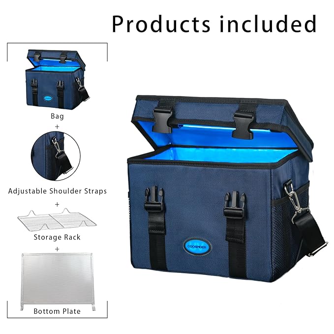 UVC Sanitizer Ozone Box with Timer, Foldable Large Cleaner UV Bag w/strap and USB Port, Portable UVC Light Tote 185nm wavelength for Mask, Cell Phone, Key, Towel 12L/3.17 gal