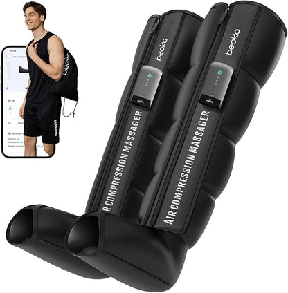 beoka Leg Massager for Circulation and Pain Relief, Leg Recovery System for Fast Recovery, Cordless Air Compression Boots with 3 Modes 5 Intensities for Athletes Runners and Travelers-L