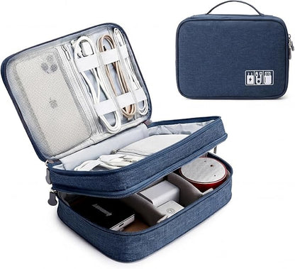 mygreen Electronic Organizer Travel Cable Organizer Bag for Hard Drives, Cables, Charger, Phone, USB, SD Card Dark Blue