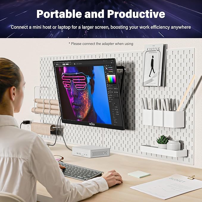 2K 180Hz Portable Gaming Monitor, 23.8" 2560x1440 QHD Fast IPS ∆E<2 100% sRGB Portable Monitor w/180° Adjustable Stand Type-C HDMI Eye Care External Second Screen for Laptop Phone PS4 PS5 Switch Xbox