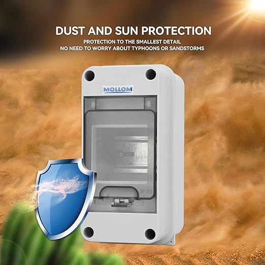 MOLLOM 3 Way Circuit Breaker MCB Distribution Protection Box with DIN Rail, IP65 Waterproof,for Indoor and Outdoor