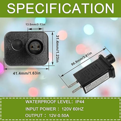 SIGANDG 12V 6W LED Transformer Replacement Class 2 Power LED Controller with 8 Modes Supply for Christmas String Light Inflatable Decorations IP44 Waterproof Low Voltage Transformer(2 Pcs)