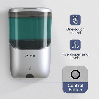 AIKE Liquid Automatic Wall Mount Soap Dispenser,Battery Operated Model AK1216,Silver